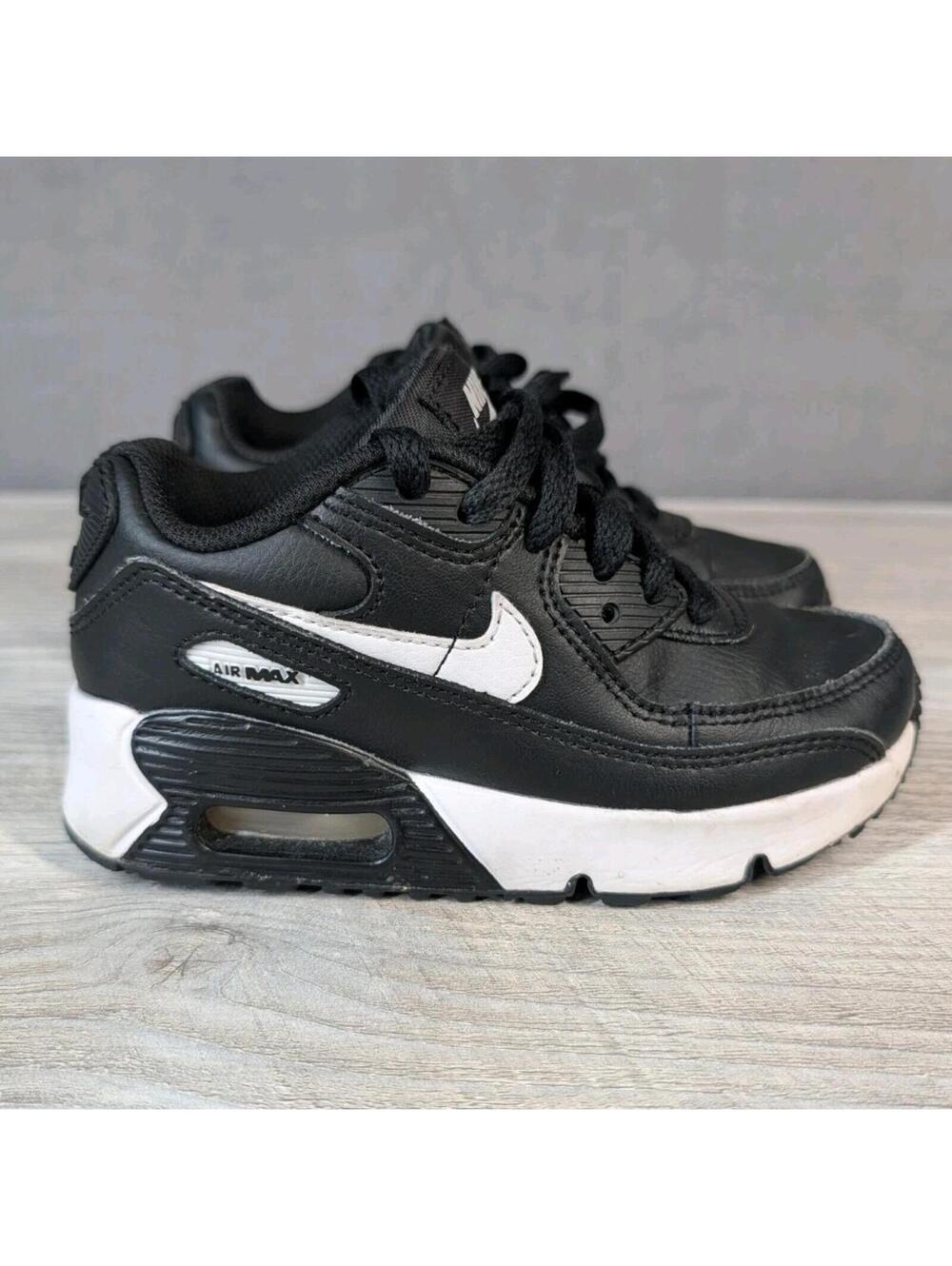 Nike Air Max 90 Boys 11.5C Black White Running Sneakers Athletic Shoes Kids